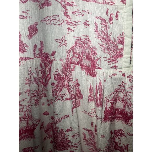 Avec Les Filles Dress Womens 14 Linen Blend Sea Print Mermaid Nautical Summer - Picture 6 of 16